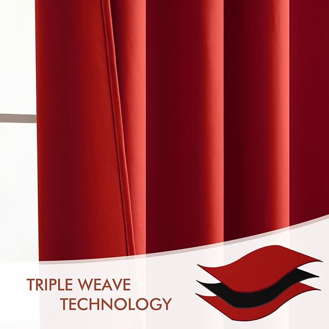 MIULEE Christmas Red Back Tab Blackout Curtains 102 Inch Long 2 Panels Set