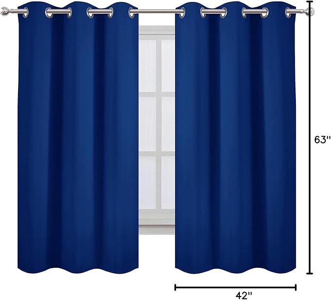 LEMOMO Blackout Curtains 42 x 63 inch/Royal Blue Curtains Set of 2