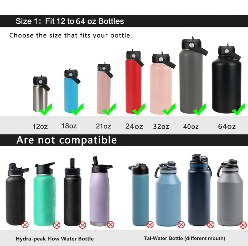 Straw lid for Hydroflask Wide Mouth Water Bottle,Straw Lid Flexible Handle Fit Hydro Flask 12 16 18 20 32 40 64 oz,Sports Straw Cap Flip Top Lid Water Bottle Lid Accessories…