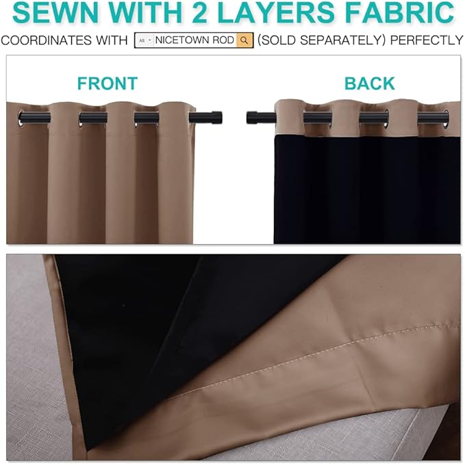 NICETOWN Total Blackout Panels for Nursery, Super Soft, Heavy Duty and Thick