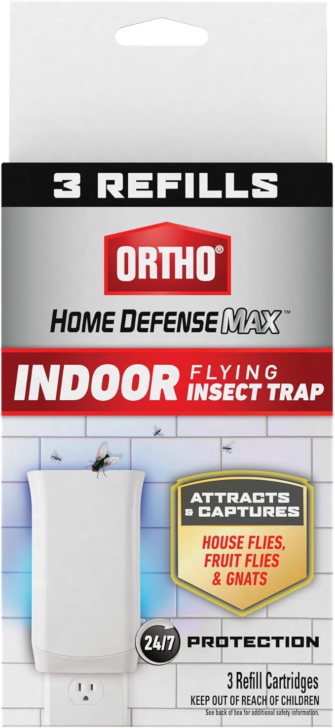 Ortho Home Defense Max Indoor Flying Insect Trap Refills, Light Trap for House Flies, Fruit Flies, and Gnats, 3 Refill Cartridges