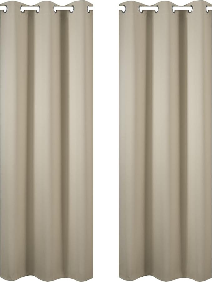 LEMOMO Beige Blackout Curtains 34 x 84 Inch Length/Set of 2 Curtain