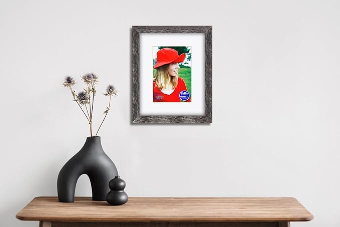 RPJC 8x10 inch Picture Frame Made of Solid Wood and High Definition Glass Display Pictures 5x7 with Mat or 8x10 Without Mat for Wall Mounting Photo Frame Natural