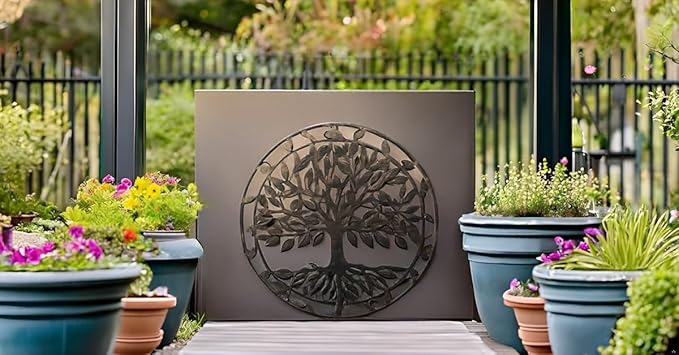 Leutsbyone Decorative Metal Tree of Life Wall Art, Nature-Inspired Indoor Outdoor Decoration,24 inches,Copper