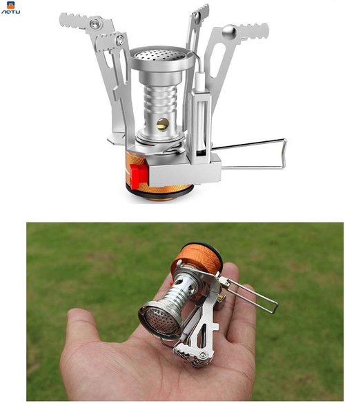 AOTU Portable Camping Stove - Wind-Resistant Backpacking Stove with Piezo Ignition | Stable Support for Outdoor Cooking
