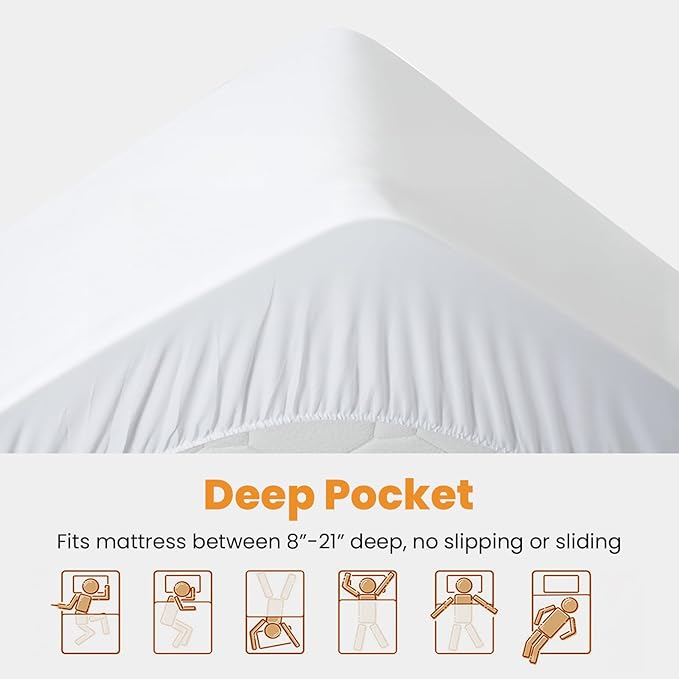 MATBEBY King Size Mattress Pad - Cooling Breathable Mattress Topper, Quilted Fitted Mattress Protector, Pillow Top Mattress Cover with 8-21" Deep Pocket, Soft, Machine Washable, White, 78x80 Inches