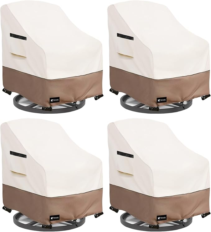 Patio Chair Covers Waterproof Outdoor Furniture Cover, All-Weather Protection Outdoor Lawn Patio Furniture Covers 4 Pack for 32" W x 35" D x 32" H, Beige ﻿
