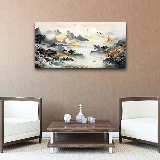 Lapremoly Wall Art For Living Room Large Wall Decor For Office Bedroom Wall Pictures Abstract Mountain Landscape Canvas Prints Painting Artwork Modern Ready To Hang Stretched and Framed Home Poster