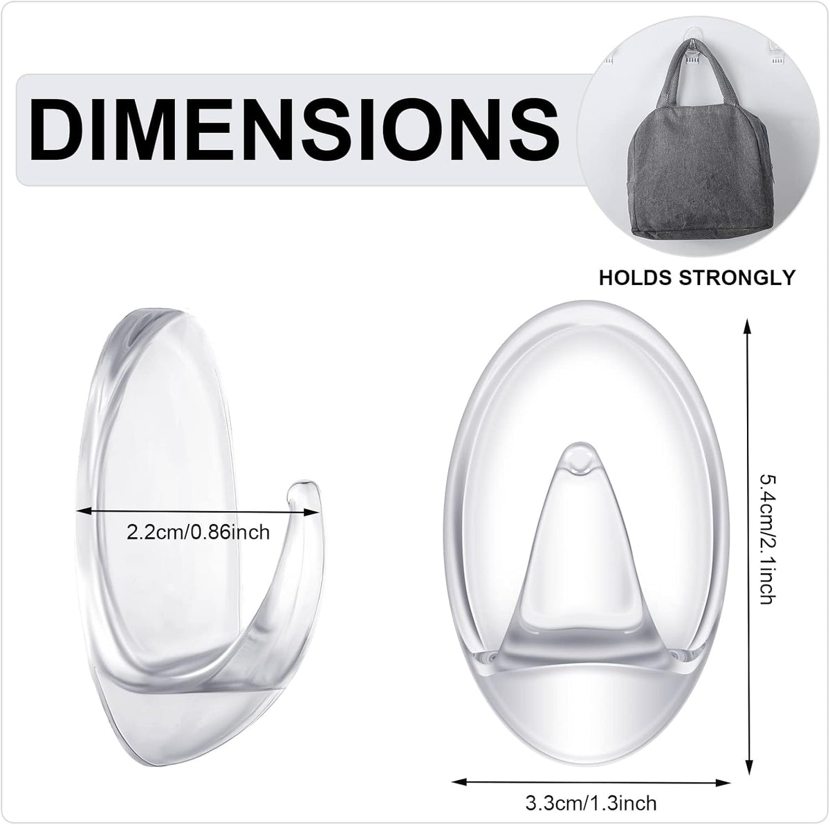 Blulu 12 Pcs Clear Adhesive Hooks for Hanging Wall Hooks Heavy Duty 22 lb Max No Damage Waterproof Transparent Hook with 15 Pcs Self-Adhesive Tapes for Home Bathroom Kitchen Office Wall