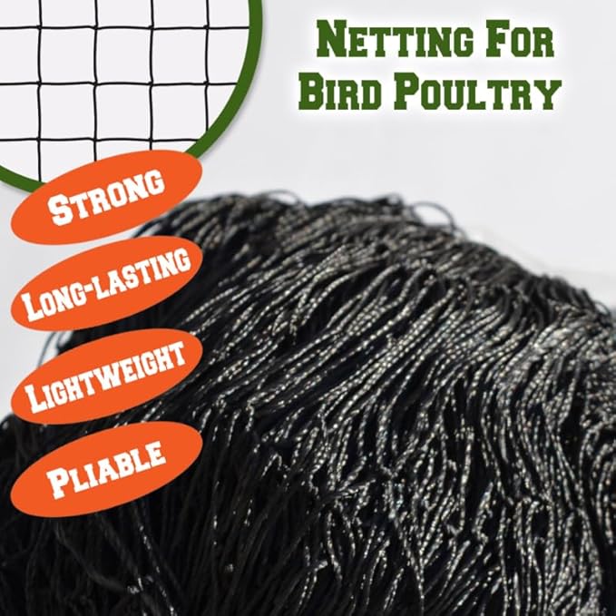 12 x 50 FT Bird Netting for Garden, 1" Square Mesh Size Heavy Duty Nylon Chicken Coop Netting for Blueberry Bushes, Fruit Trees and Vegetable Against Birds, Deer, Squirrels (12X50FT)