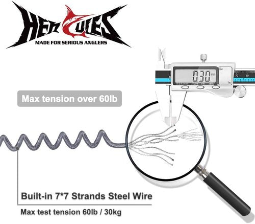 HERCULES M4 Fishing Lanyard - Heavy-Duty Retractable Coiled Tether for Rods & Paddles | Ideal for Kayaking