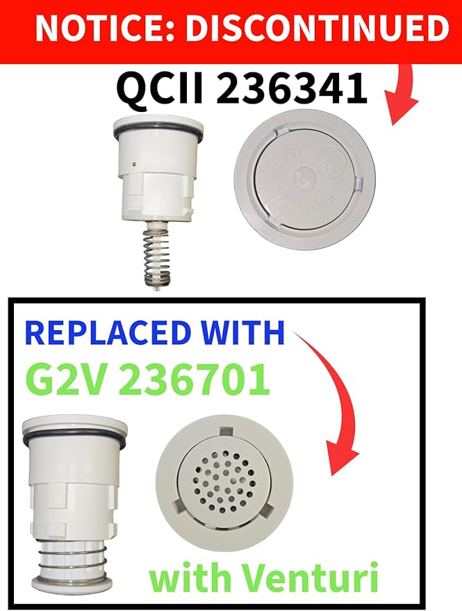 A&A Manufacturing In-Floor Pool Cleaning White G2V Pop-Up Internal Head 236701 with Venturi