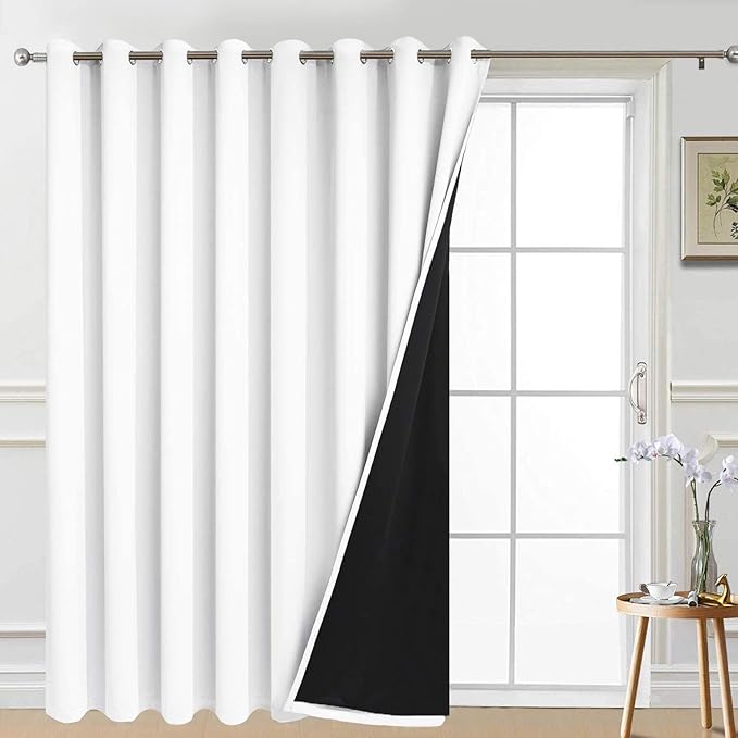 Yakamok Total Blackout Extra Wide Patio Sliding Door Curtains, Grommet Thermal