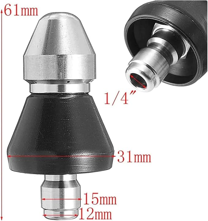 Sewer Cleaning Tool High Pressure Turbo Washer Nozzle Gutter Cleaning Tool Massage Clogged Pipes Opens Clogging Of Sewage Pipes(B)