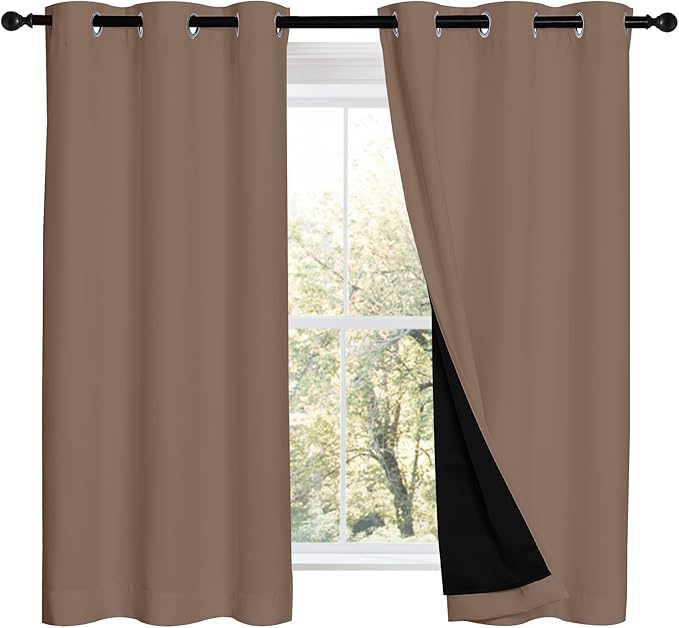 NICETOWN Bedroom Full Blackout Curtain Panels, Super Thick Insulated Window