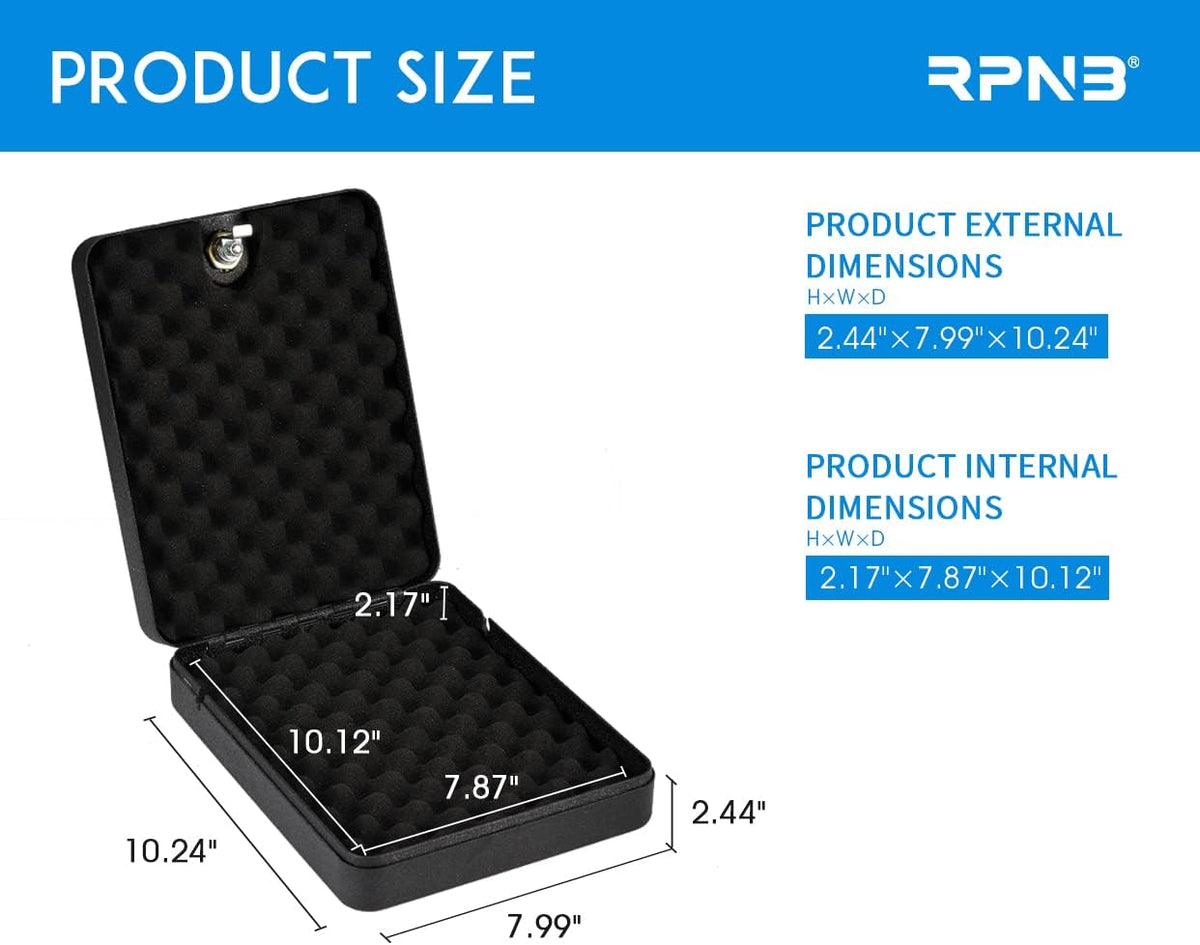 RPNB Gun Safe - Portable Handgun Security Lock Box with Key Access | Compact Design