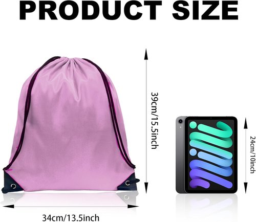 GoodtoU Drawstring Backpacks - Bulk Nylon Cinch Sacks for Sports & Travel | Pink, 48 Pcs