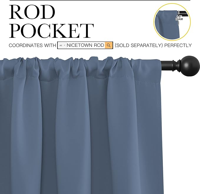 NICETOWN Kitchen Curtains, Short Blackout Curtains & Drapes, Small Window Rod