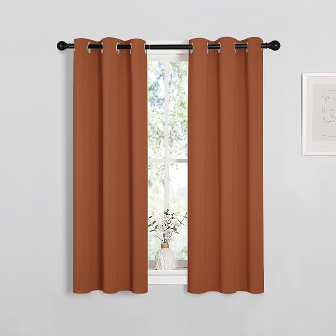 NICETOWN Burnt Orange Window Curtains Blackout Drapes, 1 Pair, 29 by 40 inches