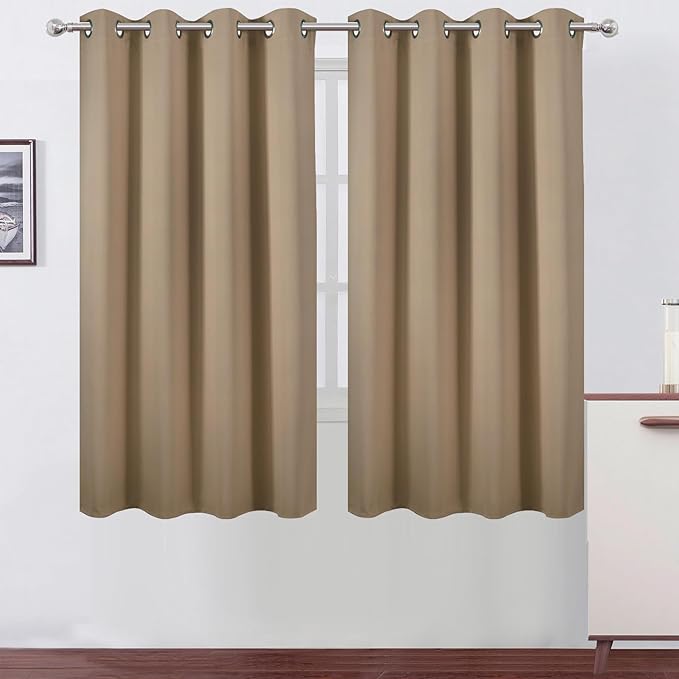 LEMOMO Natural Blackout Curtains 52 x 63 Inch Length/Set of 2 Curtain