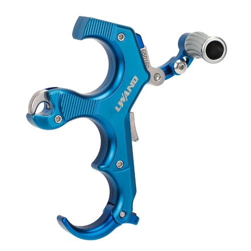 LWANO Thumb Bow Release - 3&4 Finger Adjustable Archery Compound Bow Release Aid, with Trigger Travel and Pressure Adjustable (Blue)