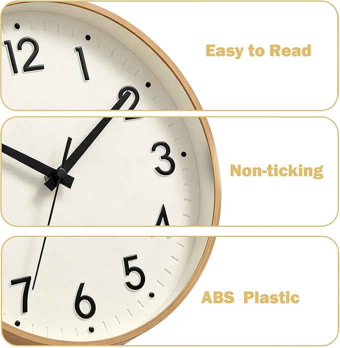 Mosewa Wall Clock 8 Inch, Battery Operated Silent Non-Ticking Modern Analog