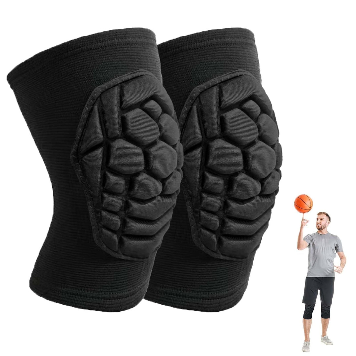 Skiennix Knee Pads - Soft Elastic Compression Sleeves for Skating, Soccer, Yoga | Breathable Black, Large