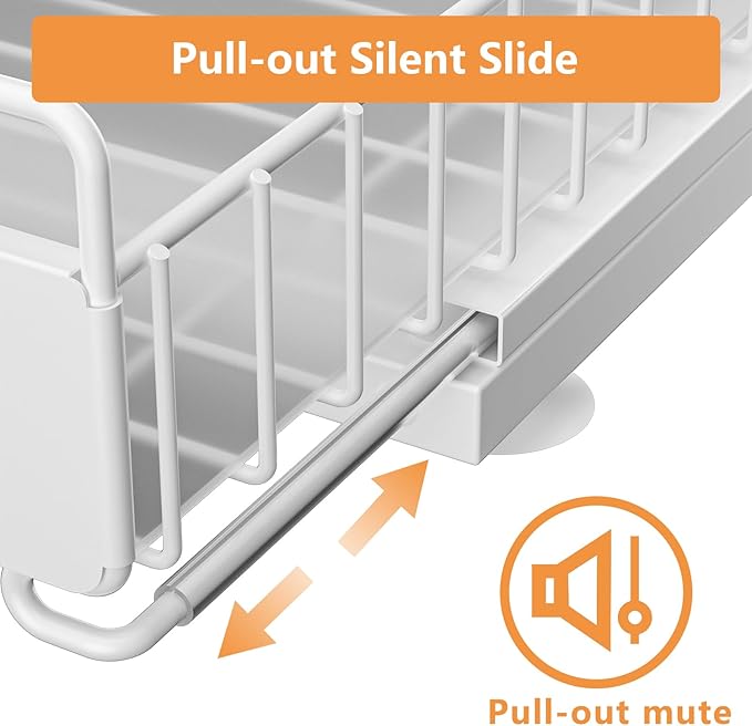 Under Sink Organizer, High Adjustable 2 Tier Under Kitchen Sink Organizer, Multi-Purpose Storage Shelf for Kitchen Bathroom Cabinet, White
