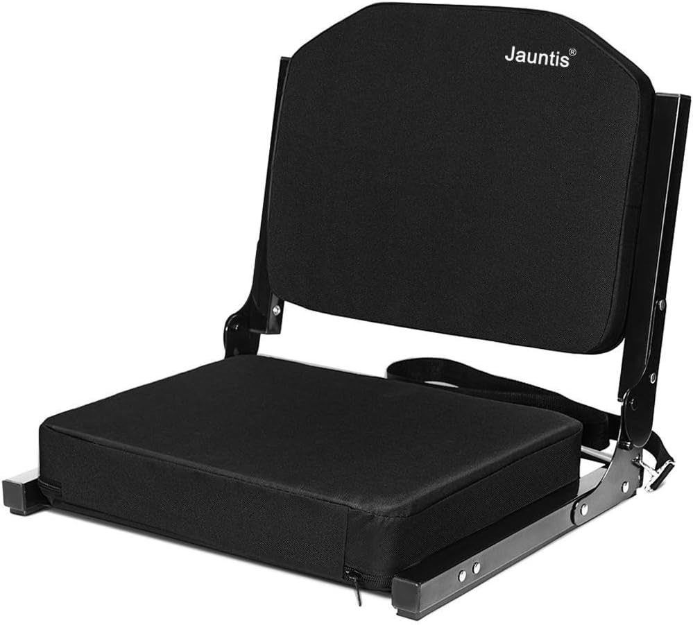Ultra Comfy Stadium Seats by [Brand Name] - Padded Bleacher Chairs with Back Support | Portable Black