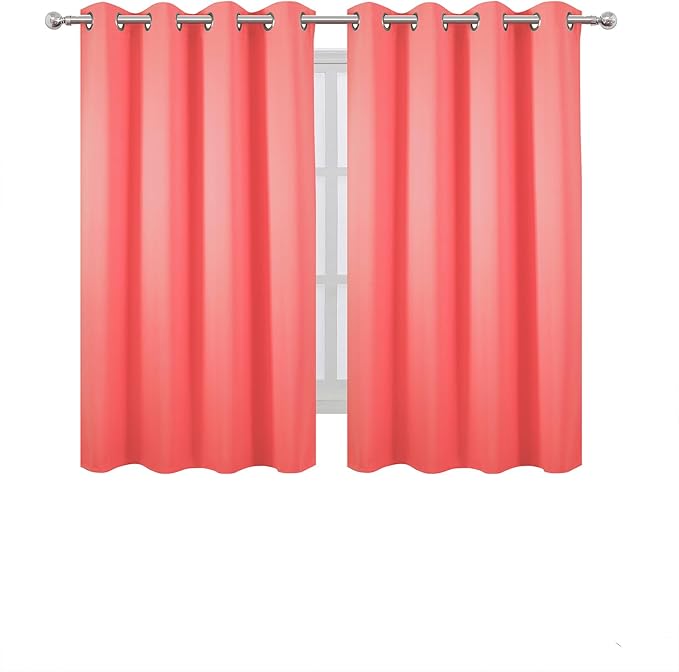 LEMOMO Blackout Curtains 52 x 45 inch Coral Curtains Set of 2 Panels/Thermal