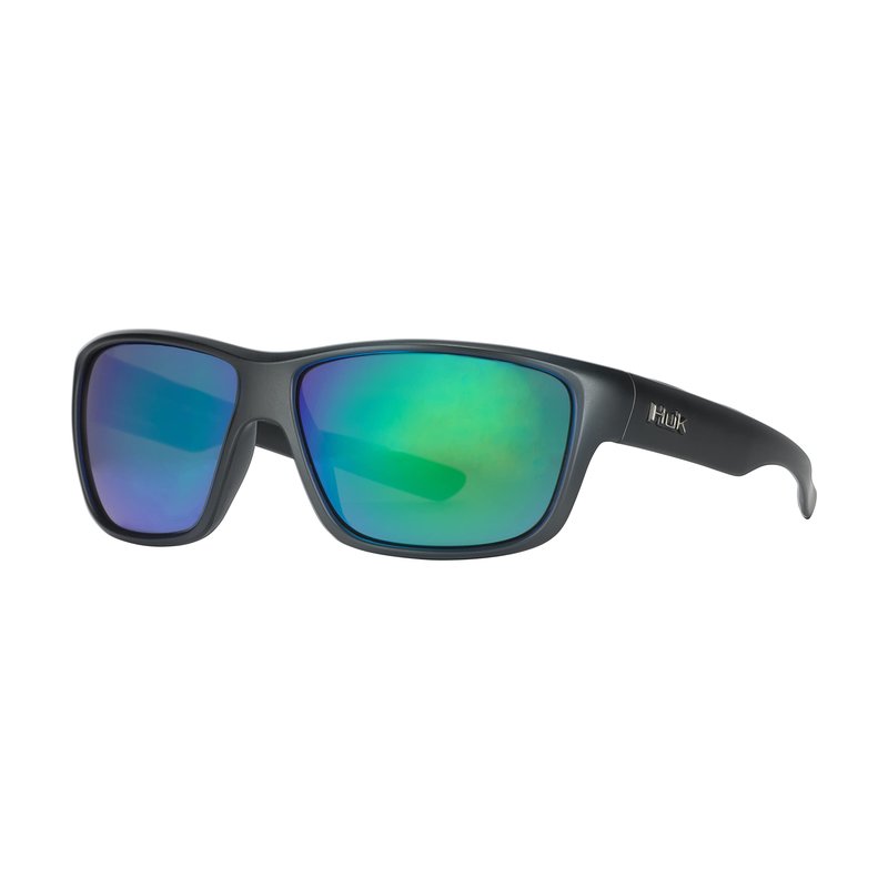 HUK Sunglasses, Polarized Lens Eyewear with Performance Frames, Fishing, Sports & Outdoors Sunglasses, (Spar) Green Mirror/Matte Black, Medium