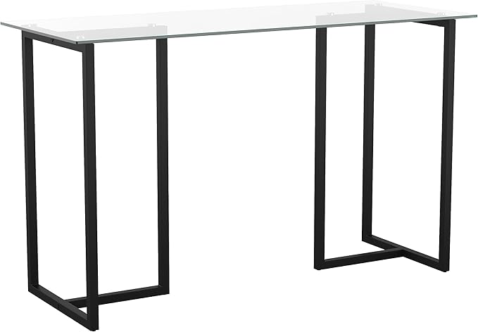 Martha Stewart Eli Home Office Desk with Glass Top and Steel Frame, Oil Rubbed Bronze