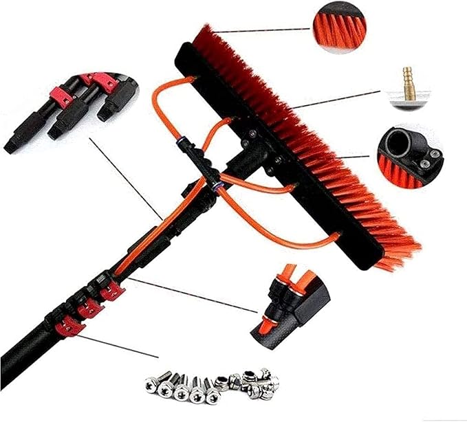 Photovoltaic Panel Cleaning 3.6-11M Water Fed Telescopic Brush Window Clean Extendable Cleaner Conservatory Roof Cleaning Tools Photovoltaic and Solar Panels Cleaner Kit,20ft/6m