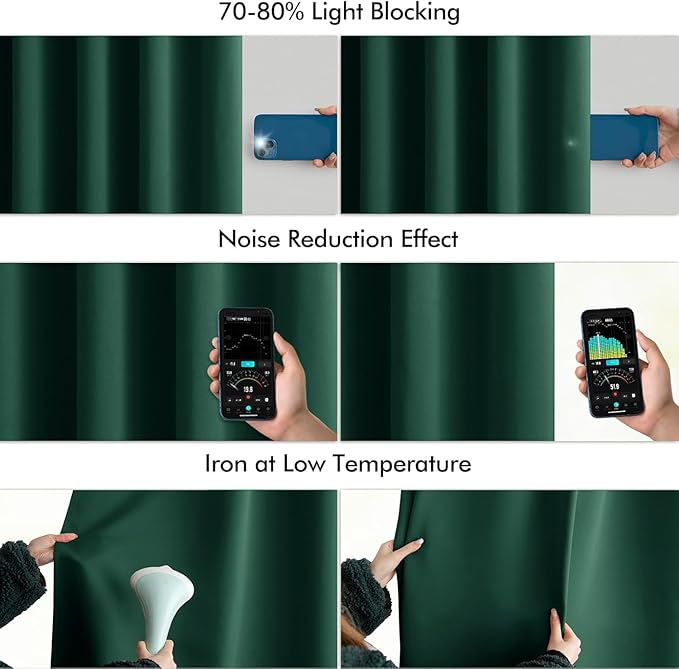 MIULEE Christmas Hunter Green Back Tab Blackout Curtains 102 Inch Long 2 Panels