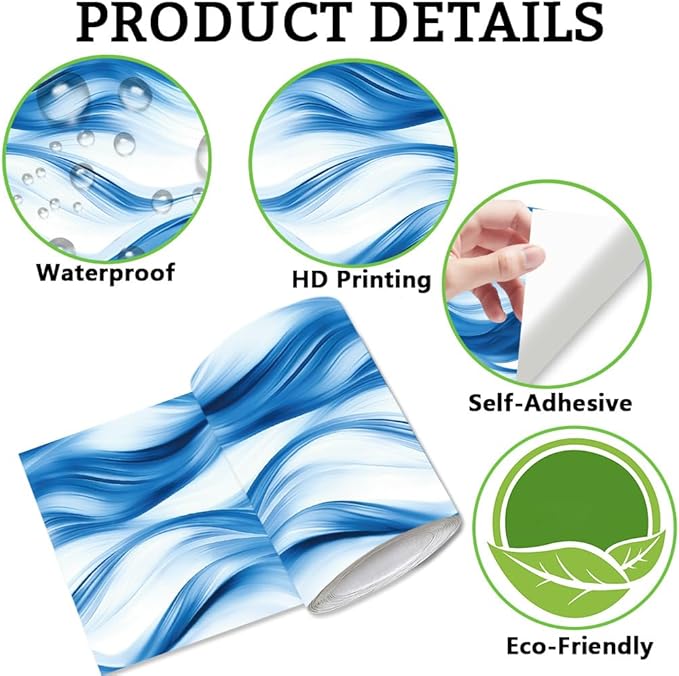 Ocean Wave Border Wallpaper Border Peel and Stick 196.9 x 3.9 Inch Ocean Waves