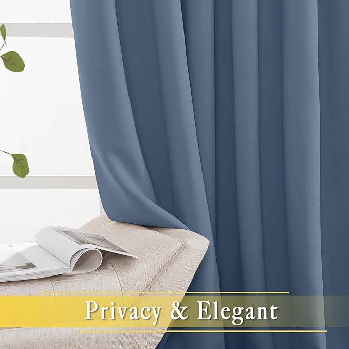 NICETOWN Sliding Door Curtain 108 inches Long, Grommet Blackout Patio Door