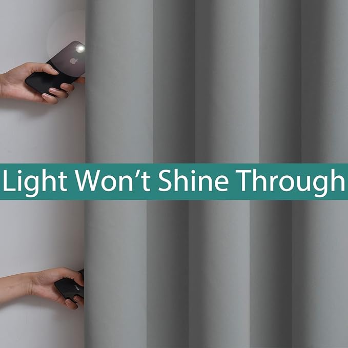 Yakamok 100% Blackout Lined Panels, Thermal Insulated Blackout Curtains