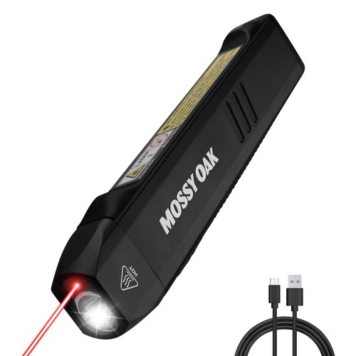 Mossy Oak Rechargeable Flat Flashlight, 1200LM Pocket Work Light with Red Light, Magnetic Base & Clip, Slim 5-Mode LED Flashlight for EDC, Outdoor & Home Use - Black