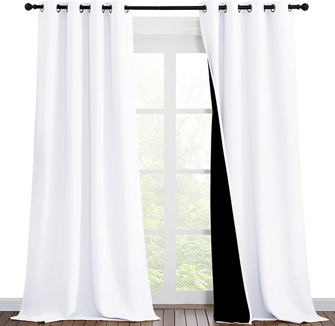 NICETOWN White 100% Blackout Curtains