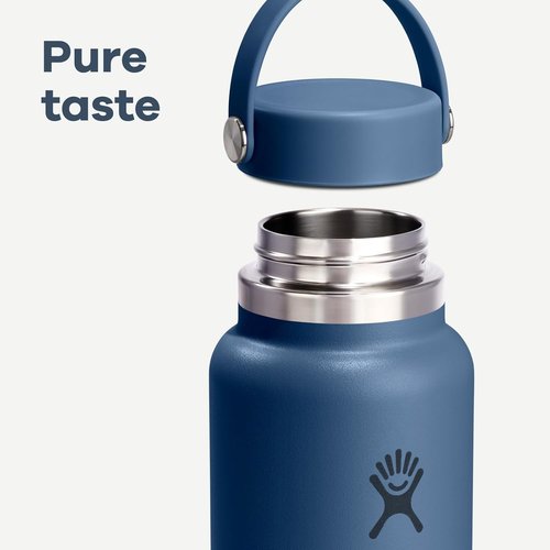 Hydro Flask Water Bottle - Insulated Stainless Steel - Wide Mouth Flex Lid, Non Spill, Leakproof and Refillable in 40 Oz Capri Blue