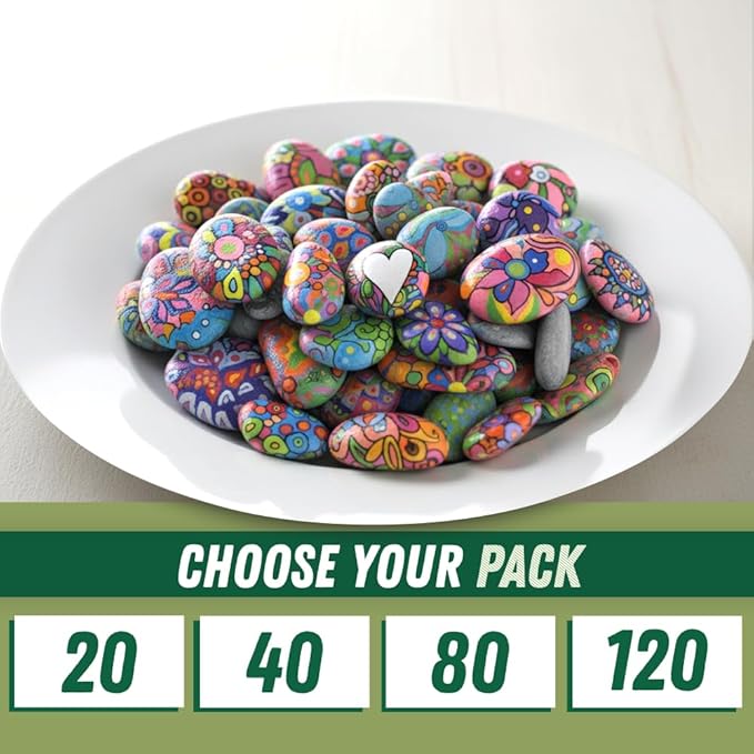 PGN 80 Large River Rocks for Painting - Stimulate Your Children’s Creativity with Our Painting Rocks for Kids - Flat and Smooth - Fun & Engaging Rock Painting with The Family - 2-4 Inches