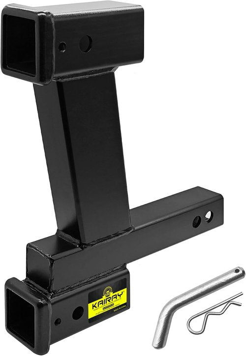 KAIRAY Dual Hitch Extender Adapter - 2-Inch & 10-Inch Riser/Drop for 2-Inch Receiver | 10,000 lbs Towing Capacity