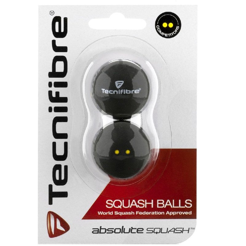 Tecnifibre Double Yellow Dot Squash Ball - 2 balls