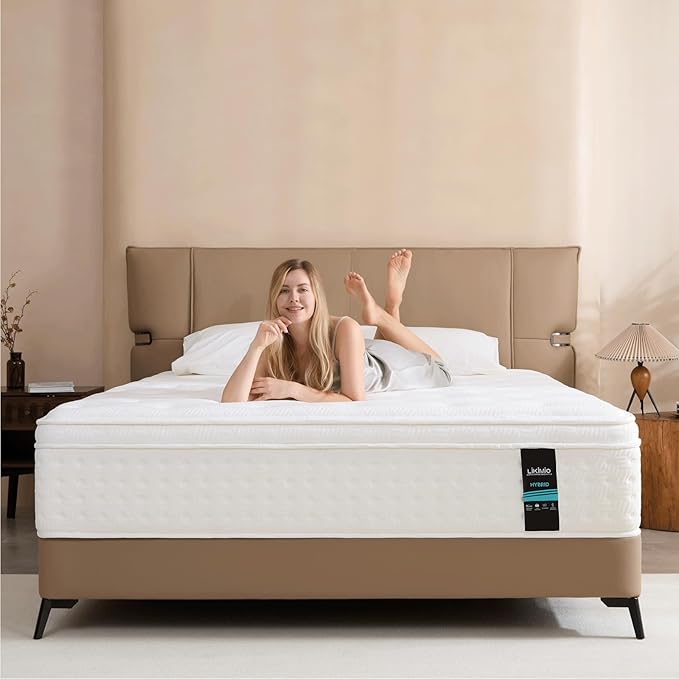 LIKIMIO 10 Inch King Mattress, Cool Hybrid Mattress in a Box, Gel Memory Foam, Individual Pocket Springs for Strong Edge Support, Motion Isolation, Pressure Relief, Oeko-TEX & CertiPUR-US, SG Made