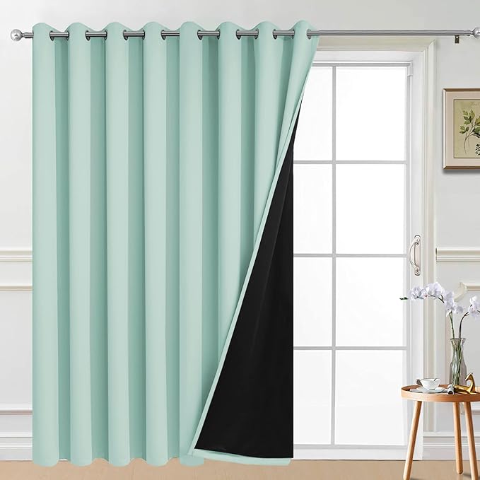 Yakamok Total Blackout Extra Wide Patio Sliding Door Curtains, Grommet Thermal