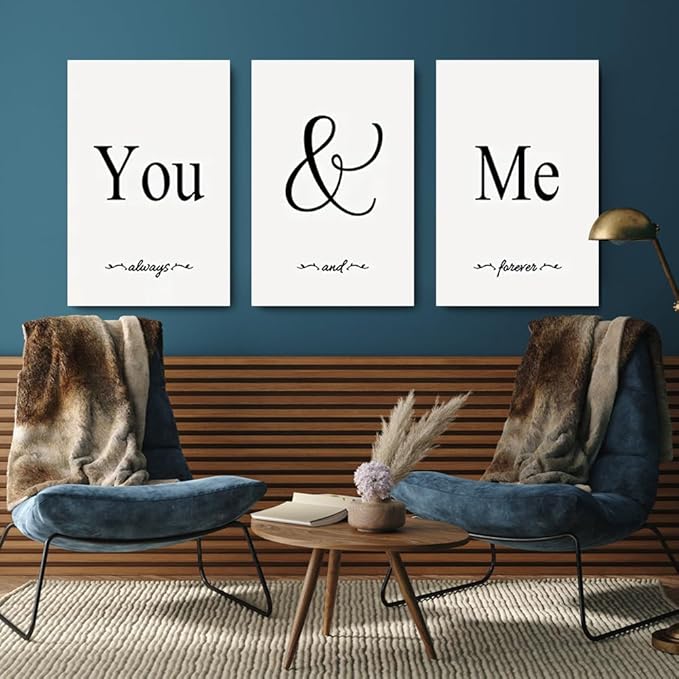 GUBIYU Black & White Bedroom You And Me Canvas Poster
