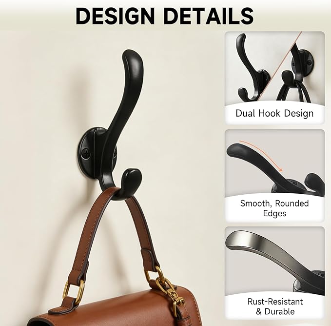 12 Pack Coat Hooks Wall Mount, Heavy Duty Wall Hooks