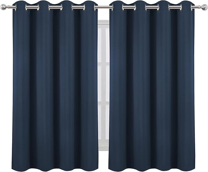 LEMOMO Navy Blue Blackout Curtains/52 x 45 Inch/Set of 2 Panels Room Darkening