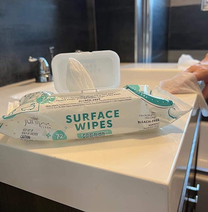 6 Pack Surface Cleaning Wipes Bleach Free, All-Purpose Cleaner for Bathroom, Kitchen, Office, 72 Count Soft Flow, Fresh Scent, Lint Free & Durable