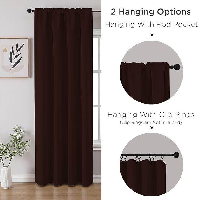 CUCRAF Blackout Curtains 108 inch Length 2 Panels Set, Rod Pocket Room